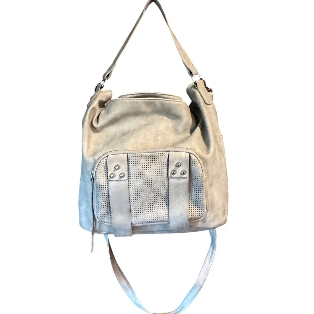 She & Lo Next Chapter Gray Faux Leather Shoulder Studded Detail  Hobo‎ Crossbody